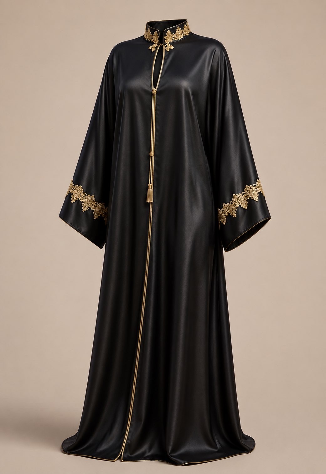 Black kaftan with gold embroidery